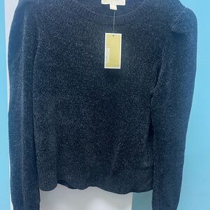 Michael Kors Sparkle Black Chenille Scoopneck Sweater